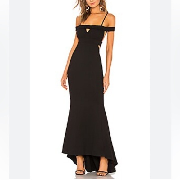 Lovers & Friends Black Cut Out Trumpet CeCe Gown - Picture 1 of 16